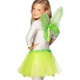 Vlinder verkleed set - vleugels/rokje/diadeem - groen - kinderen - carnaval verkleed accessoires