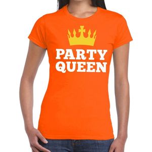 Oranje Party Queen t- shirt - Shirt voor dames - Koningsdag kleding