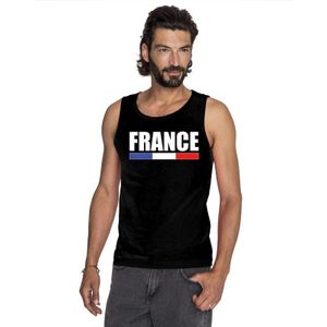 Zwart France supporter mouwloos shirt heren - Frankrijk singlet shirt/ tanktop