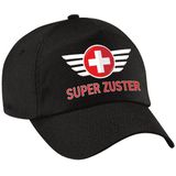 Super zuster pet zwart voor dames - zorgpersoneel baseball cap - waardering / steun petten