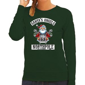 Foute Kerstsweater / kersttrui Santas angels Northpole groen voor dames - Kerstkleding / Christmas outfit