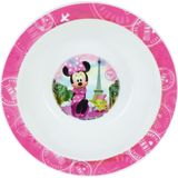 4x stuks kunststof ontbijtbordje diep Disney Minnie Mouse 16 cm - Onbreekbare kinder bordjes