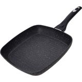 Zwarte grilpan met anti-aanbak laag 26 cm - Keukenbenodigdheden - Kookbenodigdheden - Koken - Vlees braden - Pannen - Aluminium grillpannen/koekenpannen