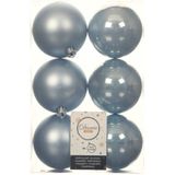 Kerstballen - kunststof - 18x stuks - lichtblauw - 6 en 8 cm