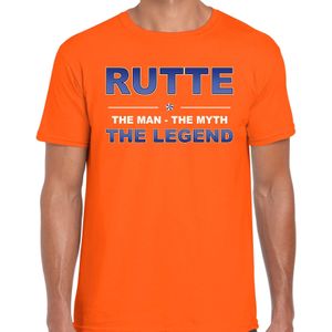 Rutte naam t-shirt the man / the myth / the legend oranje voor heren - Politieke partij shirts
