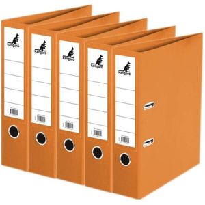5x Ringband map/ordners oranje 75 mm 2 gaats A4 - Documenten/papieren opbergen/bewaren - Kantoorartikelen