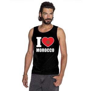 Zwart I love Marokko supporter singlet shirt/ tanktop heren - Marokkaans shirt heren