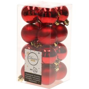 32x Kerst rode kunststof kerstballen 4 cm - Mat/glans - Onbreekbare plastic kerstballen - Kerstboomversiering kerst rood