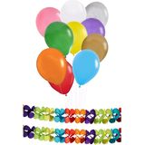 Folat - Verjaardag ballonnen 50x stuks met 2x gekleurde feestslingers