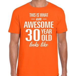 Awesome 30 year - geweldige 30 jaar cadeau t-shirt oranje heren -  Verjaardag cadeau