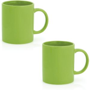 6x Drinkbeker/mok groen 370 ml - Keramiek - Groene mokken/bekers voor onbijt en lunch