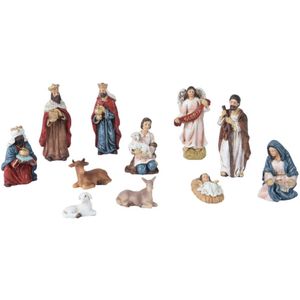 Decoris kerststal beelden/kerstbeelden - 11x st -tot 9,5 cm -polyresin