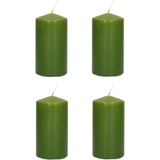 Trend Candles - Cilinderkaars - 6 x 12 cm - 40 uur - Olijfgroen - 4x