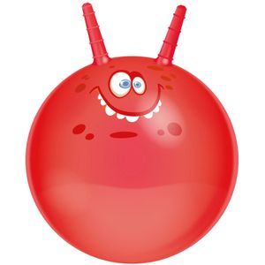 Eddy Toys Skippybal funny faces - rood - Dia 45 cm - buitenspeelgoed voor kleine kinderen