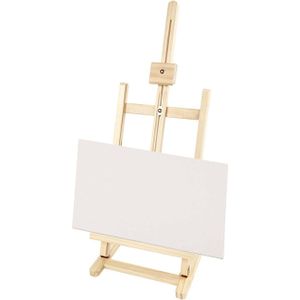 Houten schildersezel 76 cm tafelmodel met 10x A3 canvas doeken 30 x 42 cm