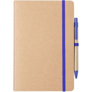 Nature look schriften/notitieboekje met blauw elastiek A5 formaat - blanco paginas - opschrijfboekjes - 60 paginas
