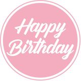 30x stuks bierviltjes/onderzetters Happy Birthday lichtroze 10 cm - Verjaardag versieringen roze