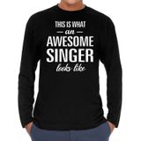 Awesome Singer - geweldige zanger cadeau shirt long sleeve zwart heren - beroepen shirts / verjaardag cadeau