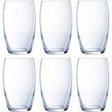 Luminarc schenkkan/waterkan/sapkan van glas 1.6 liter met 6x stuks Versailles waterglazen/drinkglazen van 375 ml