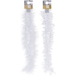 6x Witte folieslingers fijn 180 cm - Kerstversiering - Kerstboom decoraties