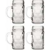 Bierpullen/Bierglazen 0,5 liter van hard glas - 4x stuks - Bierfeest/Oktoberfest glazen