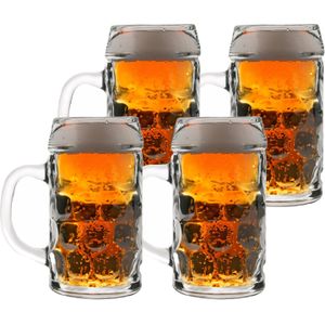 Bierpullen/Bierglazen 0,5 liter van hard glas - 4x stuks - Bierfeest/Oktoberfest glazen