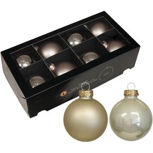 Othmar Decorations kerstballen 36x - licht champagne -glas - 8 cm