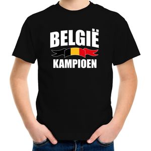 Belgie kampioen supporter t-shirt zwart EK/ WK voor kinderen - EK/ WK shirt / outfit