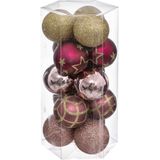 Atmosphera kerstballen 15x - champagne/roze/wit/goud -5 cm -kunststof