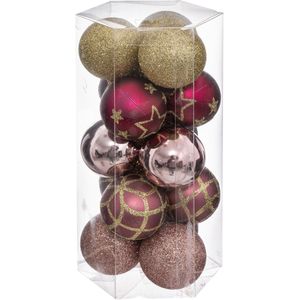 Atmosphera kerstballen 15x - champagne/roze/wit/goud -5 cm -kunststof