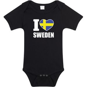 I love Sweden baby rompertje zwart jongens en meisjes - Kraamcadeau - Babykleding - Zweden landen romper