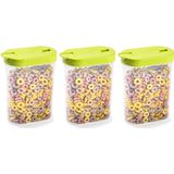 Plasticforte Voedselcontainer strooibus - 3x - groen - inhoud 1 liter - kunststof - 15 x 7 x 19 cm