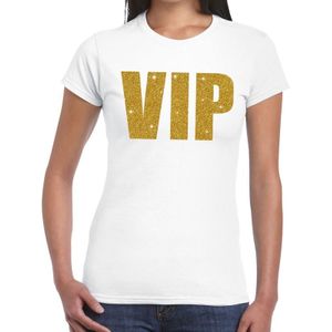 VIP goud glitter tekst t-shirt wit voor dames