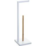 5Five - Staande Toiletrolhouder - Met Reservoir - Wit - 64,5 cm