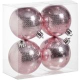 Kerstversiering set circel-motief kerstballen in het roze 6 en 8 cm pakket - 26x stuks