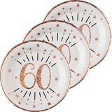 Verjaardag feest bordjes leeftijd - 50x - 60 jaar - rose goud - karton - 22 cm - rond