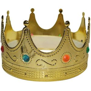 Luxe gouden koningskroon - voor volwassenen - Carnaval/verkleed accessoires