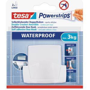 1x Tesa Powerstrips duohaken waterproof - Klusbenodigdheden - Huishouden - Verwijderbare haken - Opplak haken