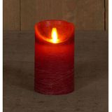 2x Bordeaux Rode LED Kaarsen / Stompkaarsen 12,5 cm - Luxe Kaarsen Op Batterijen met Bewegende Vlam