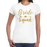 Vrijgezellenfeest Bride Squad Cupido goud glitter t-shirt wit dames - Vrijgezellenfeest kleding