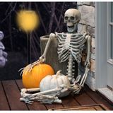 Set van 3x stuks Halloween horror decoratie solar LED tuinfakkels zwart 48 cm - Tuinverlichting/thema feestversiering