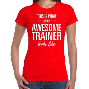 This is what an awesome trainer looks like cadeau t-shirt rood dames - kado voor trainer