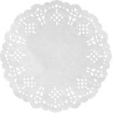 100x Bruiloft witte ronde placemats 35 cm papier met kanten uiterlijk - Huwelijk/trouwerij decoratie wegwerp papieren placemats - Witte tafeldecoraties - Wit thema