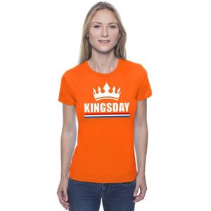 Oranje Kingsday met een kroon shirt dames - Oranje Koningsdag kleding