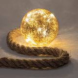 Anna Collection verlichte kerstballen glas- 2x -goud -aan touw -D10 cm -warm wit