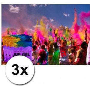 3 zakjes Holi festival kleurpoeder paars