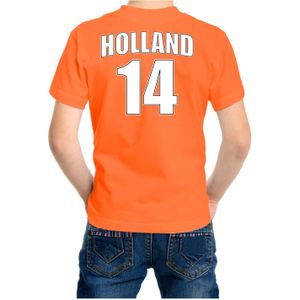 Oranje supporter t-shirt - rugnummer 14 - Holland / Nederland fan shirt / kleding voor kinderen