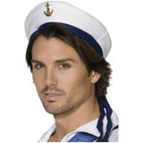 2x stuks wit matrozenhoedje voor volwassenen - Matroos/zeeman carnaval verkleed petjes/hoedjes
