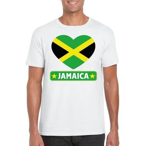 Jamaica t-shirt met Jamaicaanse vlag in hart wit heren