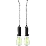 2x stuks groene solar tuinverlichting hanglampen kunststof 20 cm - Solarlampen - Hanglampen - Tuinverlichting